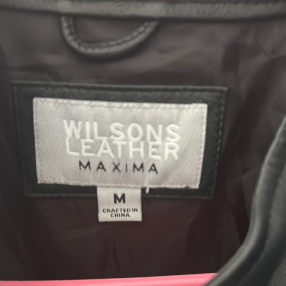 Black Wilson’s Leather Moto Jacket with White Stripes - Picture 2 of 7